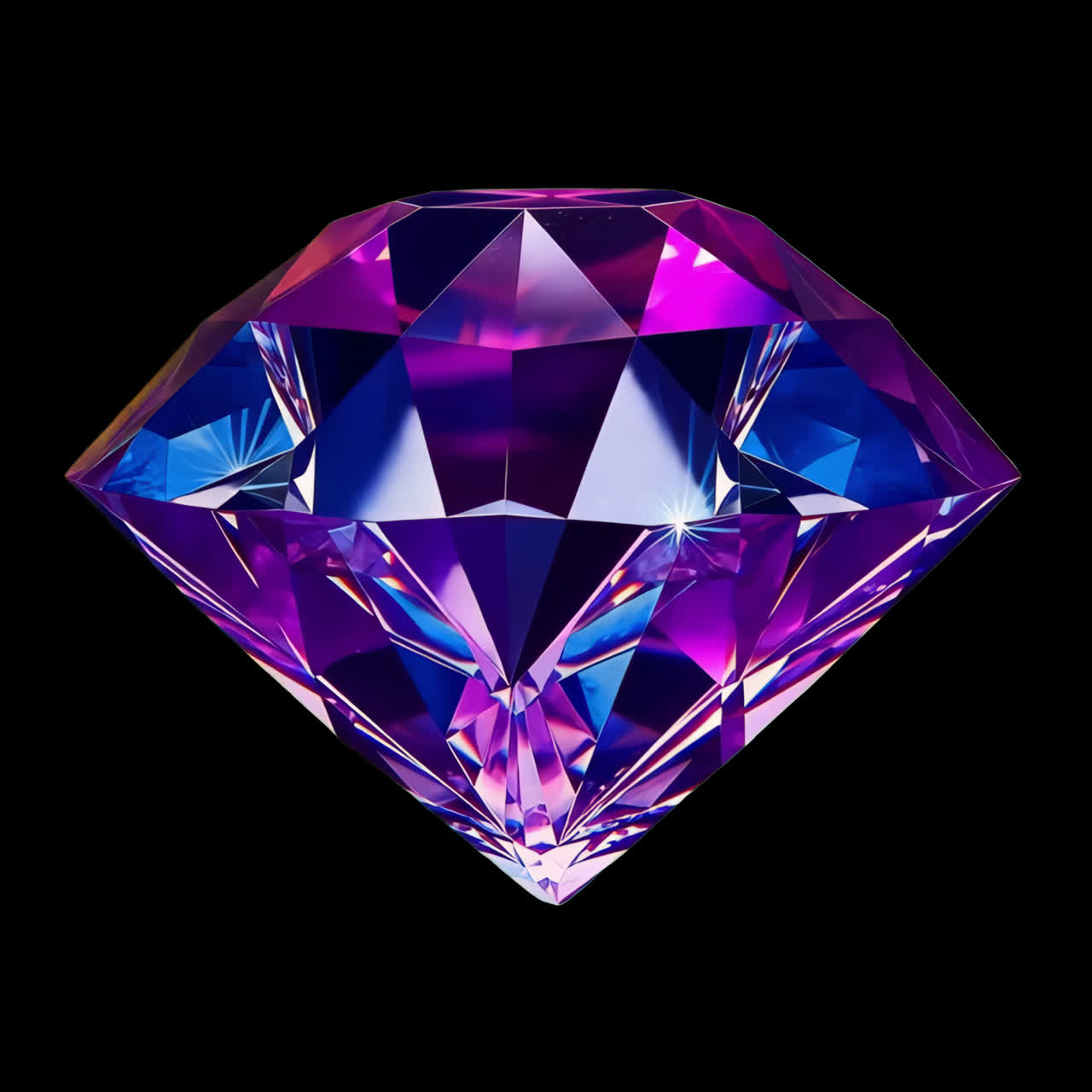 Vibrant faceted purple gemstone animation isolated asset, transparent 4K video, alpha channel