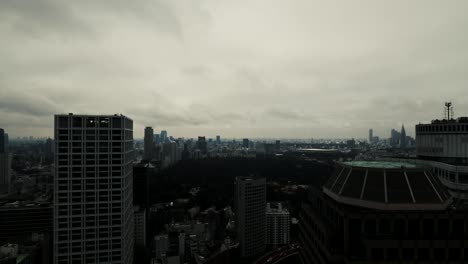 time lapse of an overcast skyline of the city of tokyo