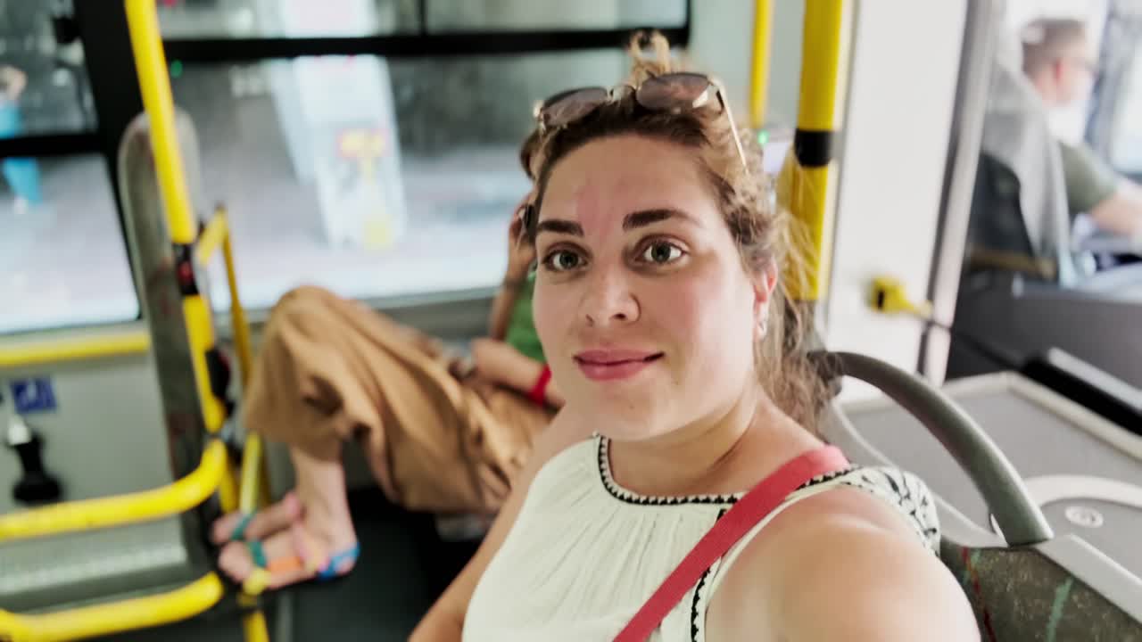 Vlogger Sharing Bus Journey Experience from Public Transport in Athens