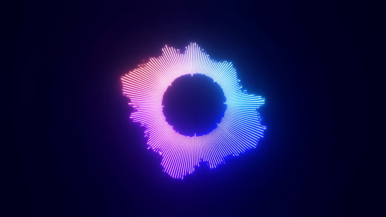 Colorful Neon Audio Equalizer Pulsing on Dark Background