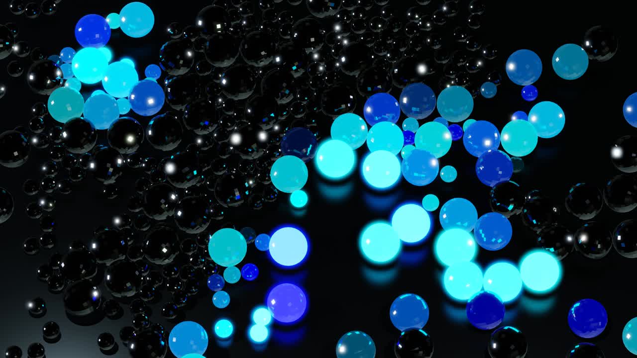 불은 추상적인 크리스마스 꽃받침과 같은 모양을 형성하기 시작합니다. 파란 파도는 크리스마스 가란드와 같은 공을 가로질러 달립니다.