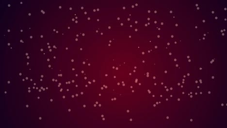 Animación-Navideña-De-Nieve-Cayendo-Con-Estrellas-Centelleantes-Sobre-Fondo-Rojo