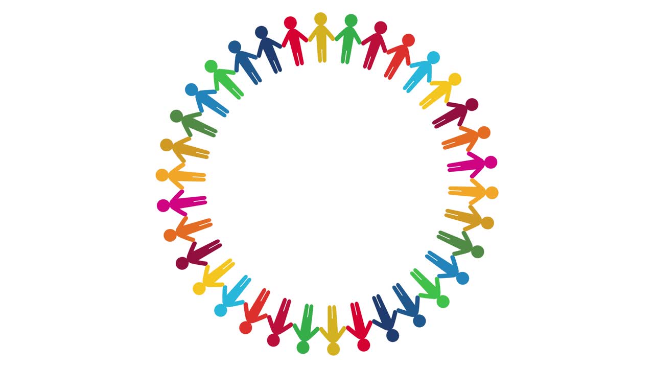 animación de marco en la que un humanoide con las manos en la imagen sdgs gira en círculo