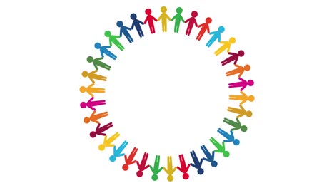 Frame animation in which a humanoid holding hands in the SDGs image rotates in a circle