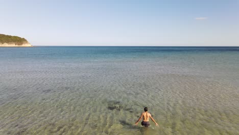 swimming sea aerial drone