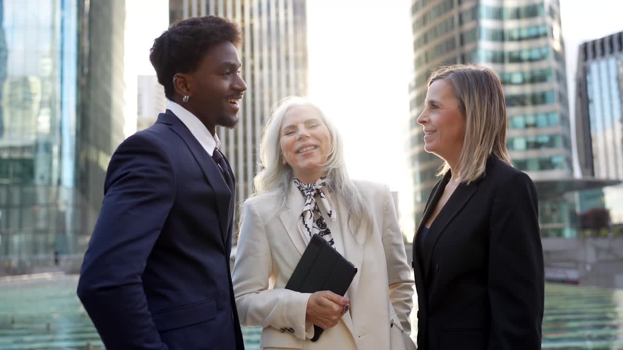 Business People Meeting Outdoors