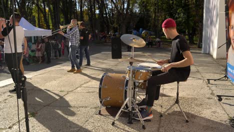 playing drums in a beautiful sunny day 01