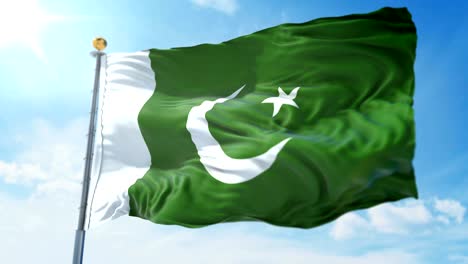 pakistan flag seamless looping 3d rendering video. beautiful textile cloth fabric loop waving