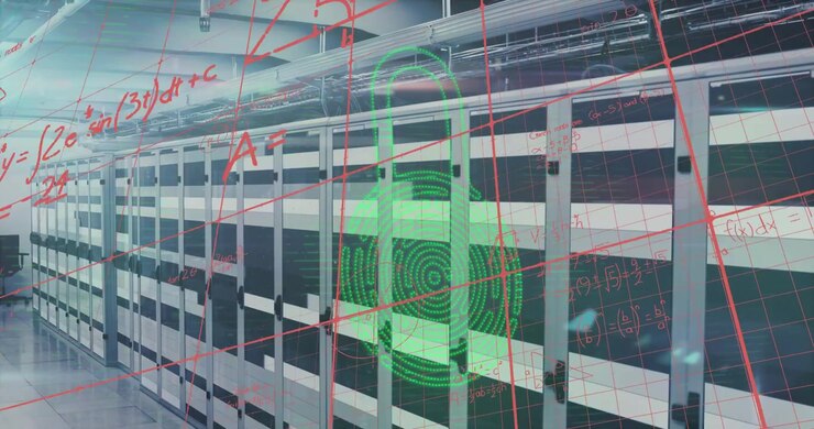 Digital animation showcases a head over modern buildings, highlighting global networking.