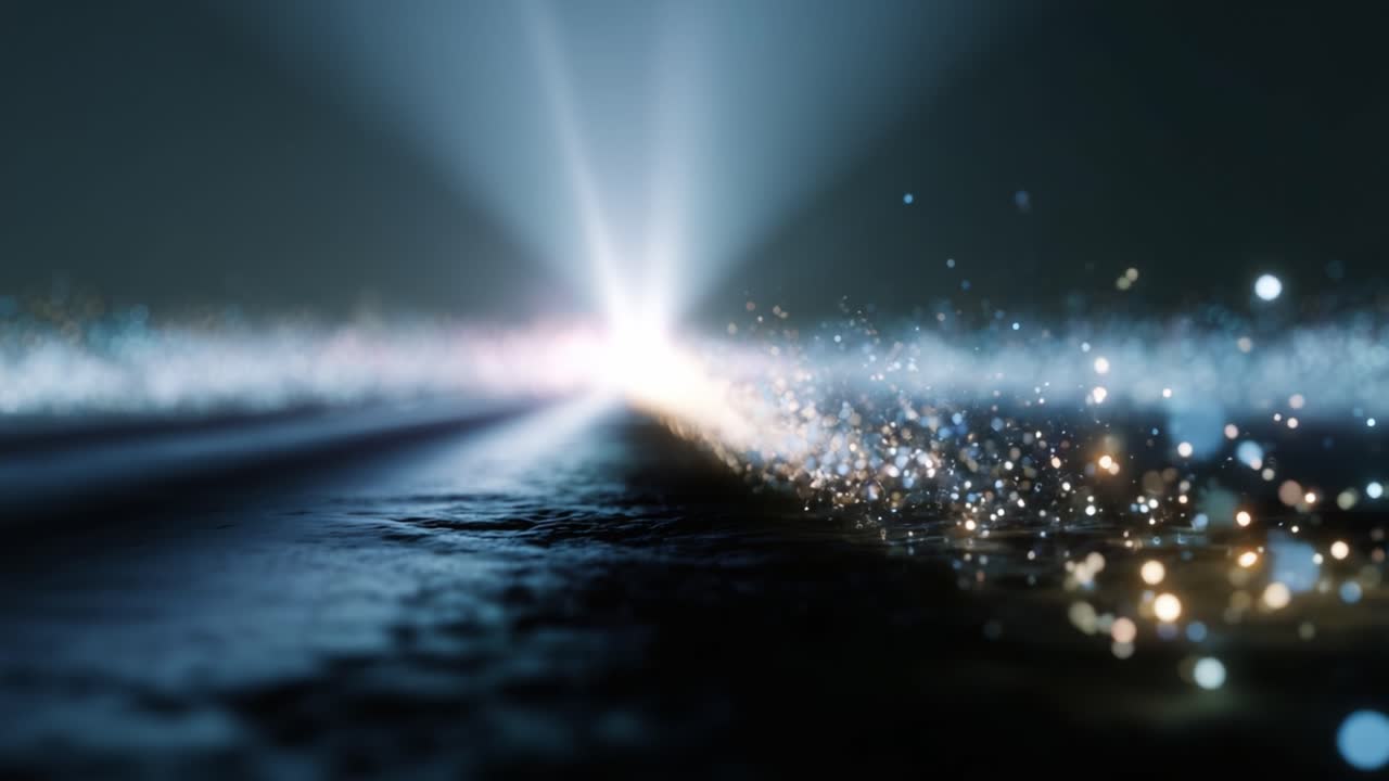 Illuminated Pathway: A Stunning Visual of Light, Sparkles, and Glimmering Texture Captured in a Cinematic Video Moment, Highlighting Depth and Radiance