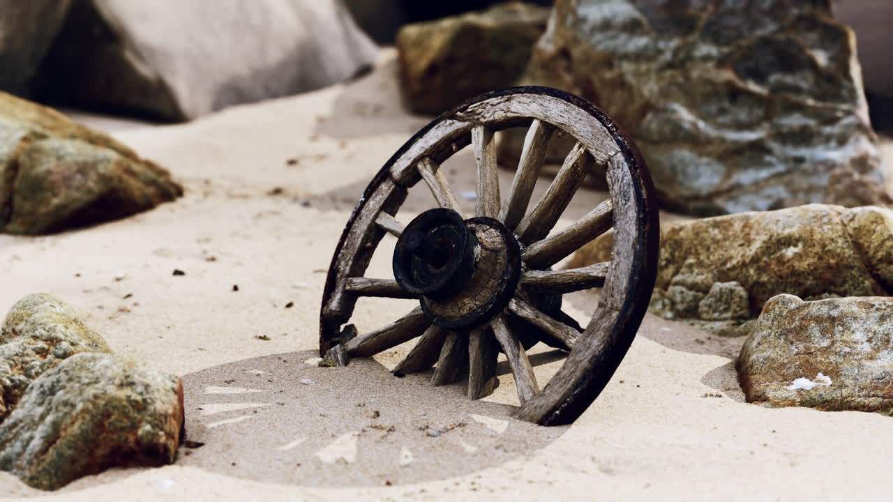традиционное колесо повозки на старом песке