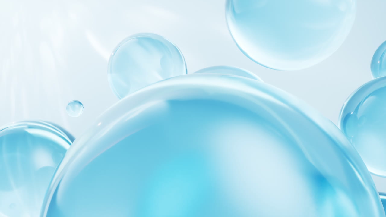 투명한 파란 거품 배경, 3d 렌더링