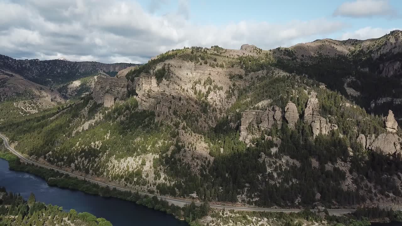 Rio Negro Canyon, Argentina. Drone Aerial View of Santa Cruz Landscape and Clouds Shadows on Hills