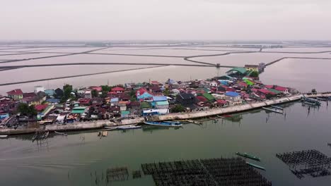 aerial footage of fish pond in paombong, bulacan, philippines