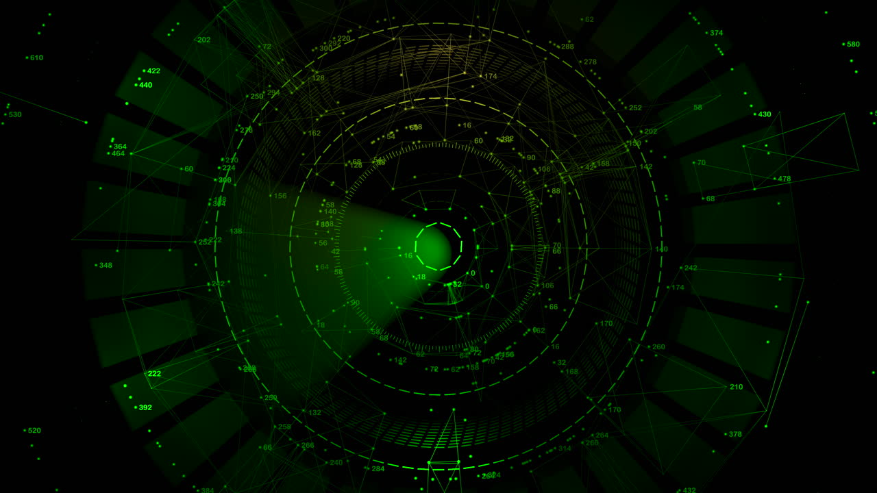 HUD (Head-Up Display) avanzato con radar sonar e punti dati di scansione. Ideale per tecnologia militare, sorveglianza di cyber sicurezza e concetti di interfaccia di navigazione aerospaziale futuristica
