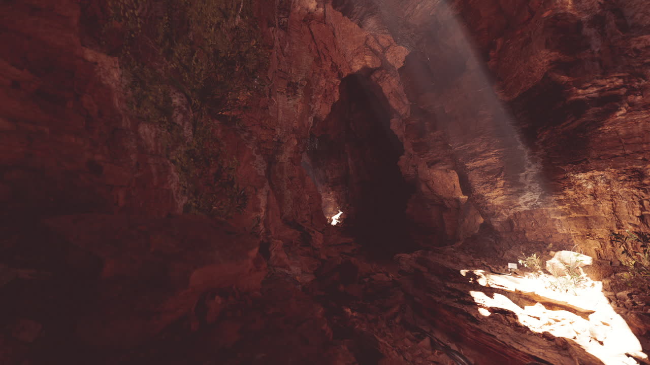 Exploring the stunning rock formations in a sunlit canyon during midday