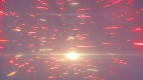 animación de puntos de luz y rastros rojos sobre fondo negro