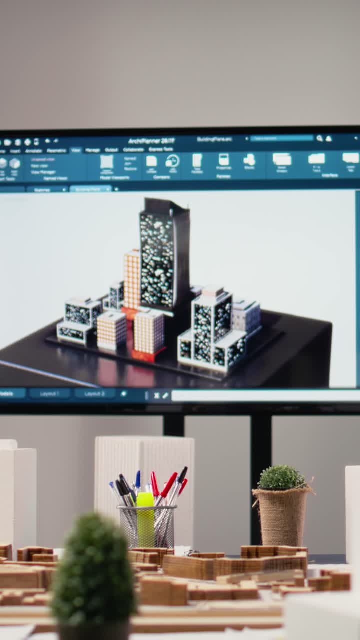 Vertical Video Quiet empty office space in a modern real estate development firm