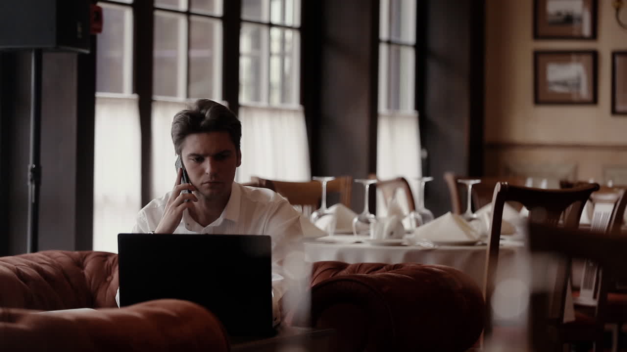 Businessman Working in a Restaurant