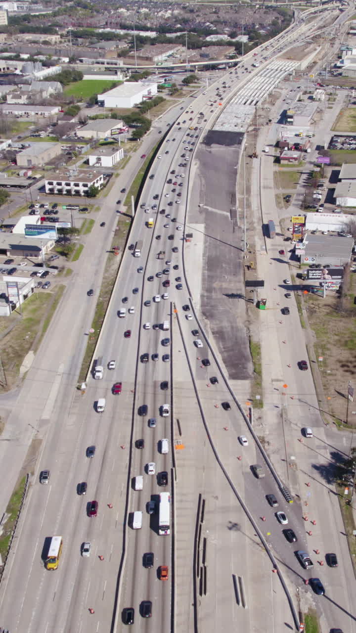 Aerial View of Busy Highway Traffic