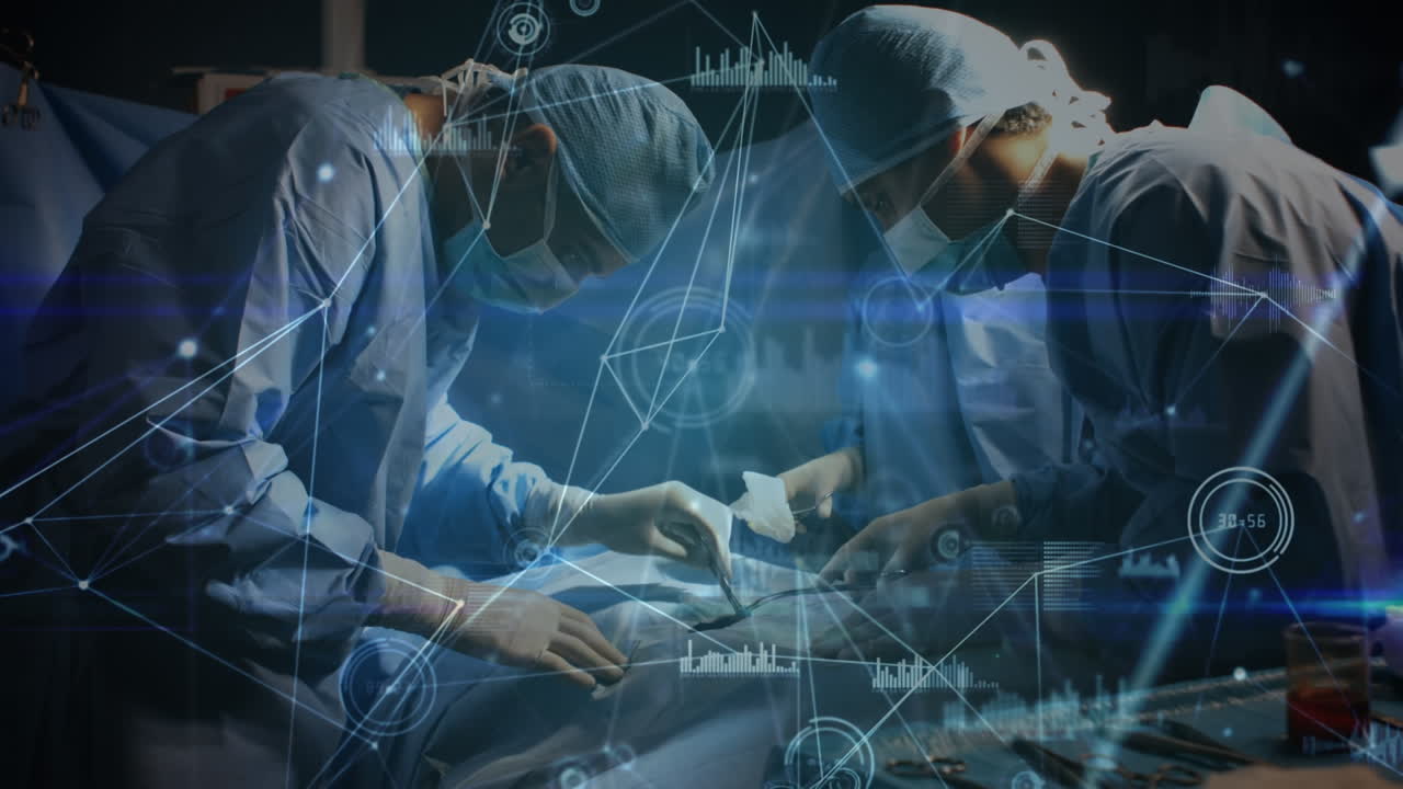 다양한 외과 의사들 간의 연결 네트워크와 데이터 처리 활성화