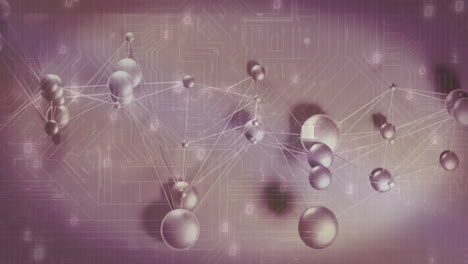 animación de la estructura molecular y el circuito digital sobre un fondo abstracto