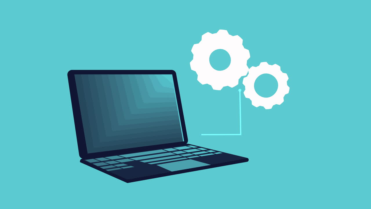 설정 기어를 가진 노트북