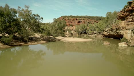 Aerial-Footage-Over-a-Creek-with-Birds