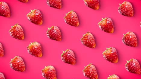 strawberry rotating on pink background looped