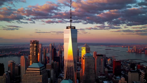 new york city skyline at sunset