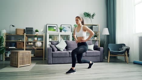 woman doing leg workout at home