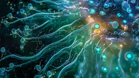 abstract bioluminescent cellular network