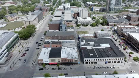 iowa city, iowa downtown with drone video moving left to right