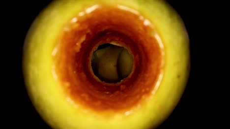 starting completely outside an isolated apple - then pushing into the interior of core