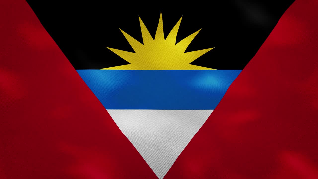 antigua y barbuda densas banderas de tela onduladas, bucle de fondo