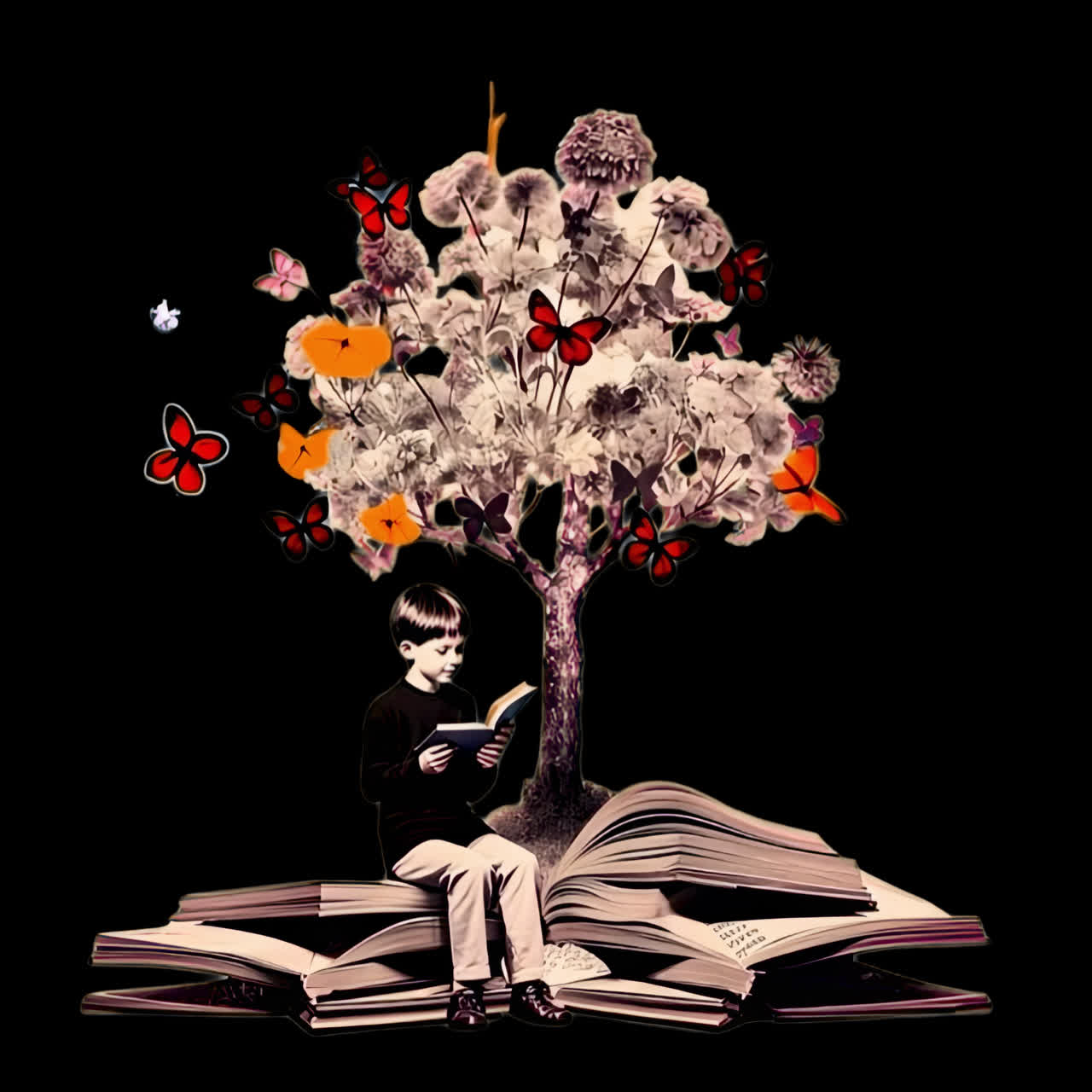 Imaginative reading blossoms beautifully animation isolated asset, transparent 4K video, alpha