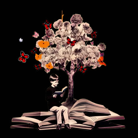 imaginative reading blossoms beautifully animation isolated asset, transparent 4k video, alpha