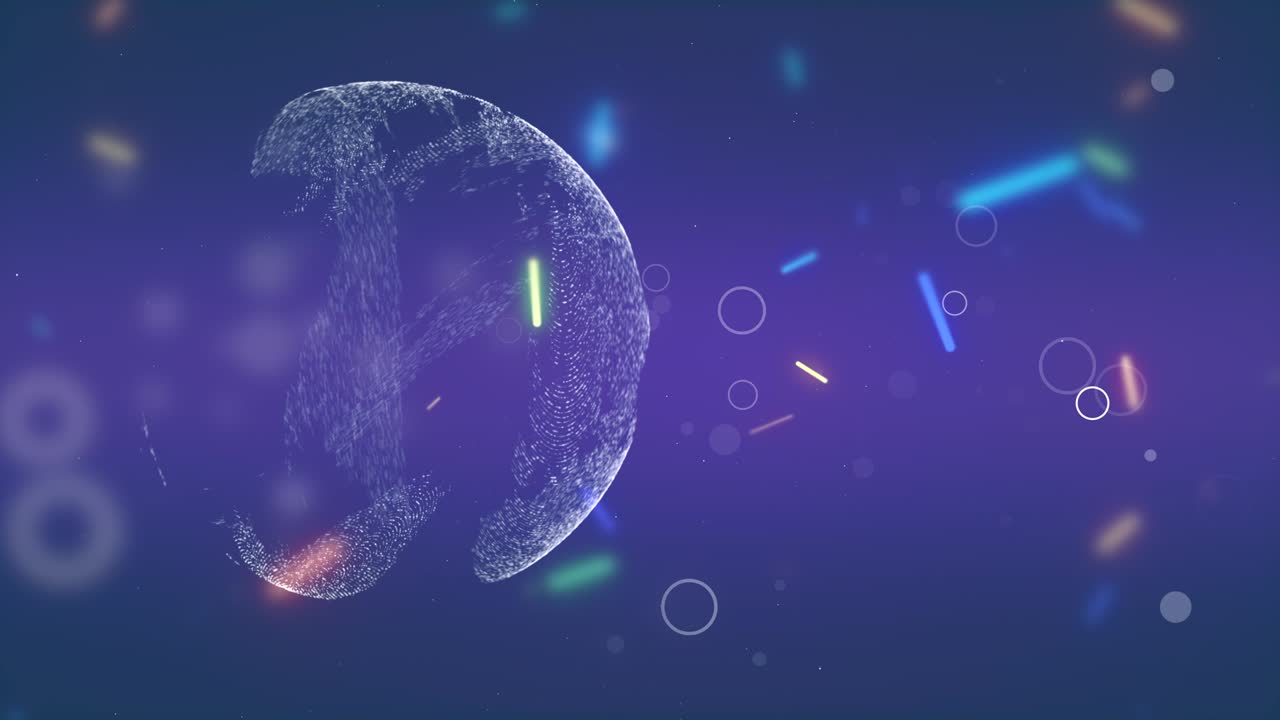 색이 은 레이저 조명과 보케 입자로 둘러싸인 스하는 구름의 추상적인 빛나는 배경입니다.