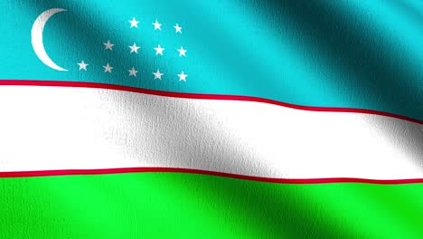 seamless loop 4k vdo. uzbekistan national flag blowing in the wind isolated. official patriotic abstract design. 3d rendering illustration of waving sign symbol.