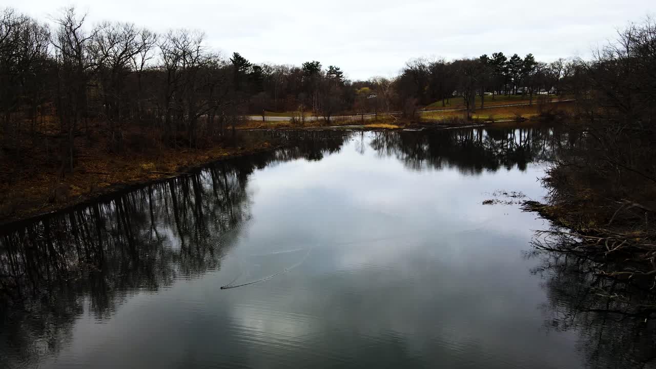 Tracking along Ruddiman lagoon in early winter weather