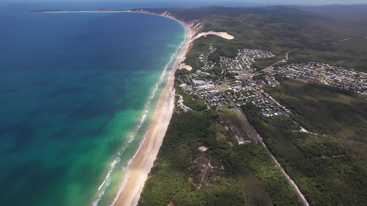 Aerial Footage of the Coastal Cliffs and Dunes Inskip Rainbow Beach QLD