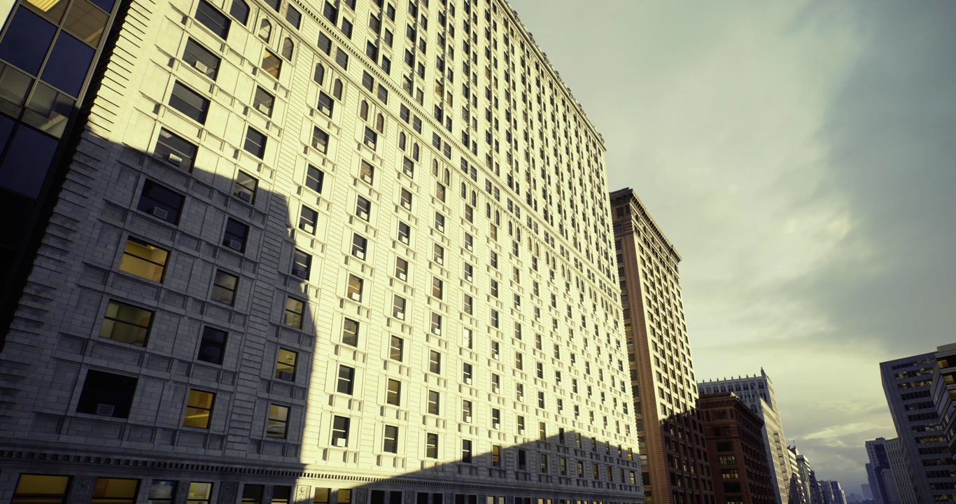 Vintage masonry adjacent to contemporary skyscrapers creates dynamic skyline