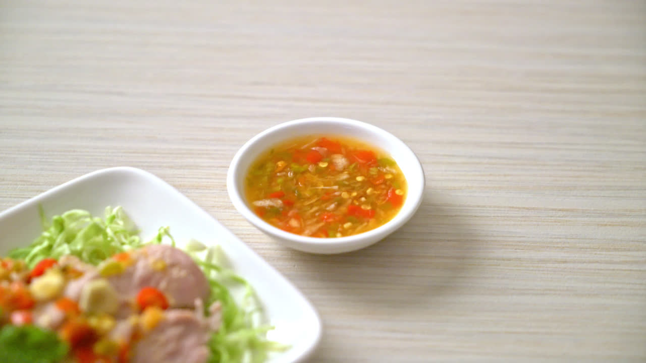 Spicy Pork Salad or Boiled Pork with Lime Garlic and Chili Sauce