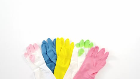 close-up of multicolor gloves