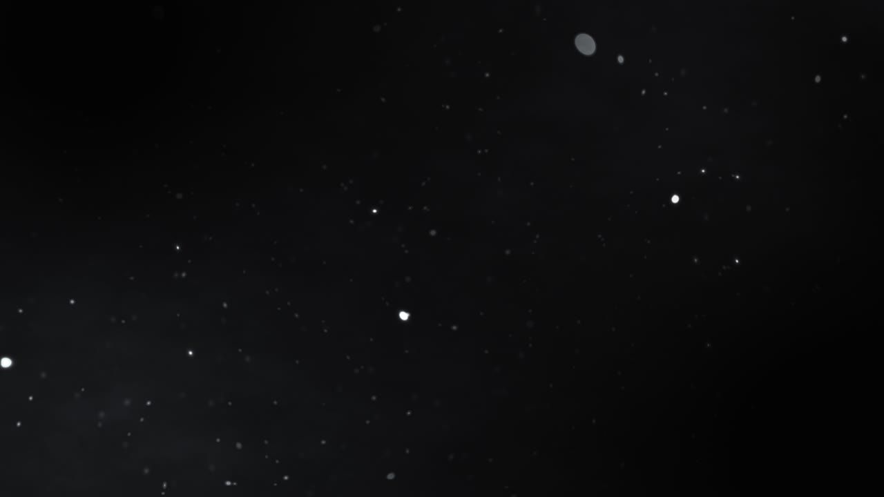 Abstract white dust particles floating on black background from bottom left to top right. 4K 3D seamless looping white particles dust fly in the air for overlay in your composition. Looped animation.