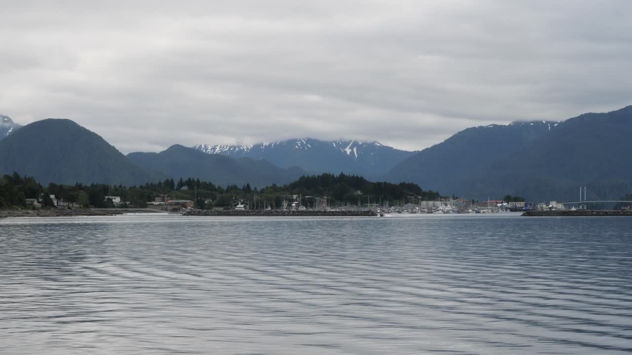 Sitka Channel, John O'Connell Bridge and ANB Harbor in Sitka, Alaska.