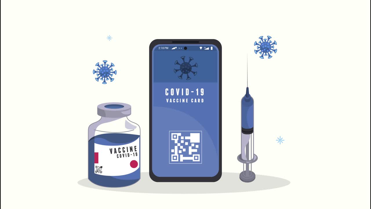 certificado digital de la vacuna contra la covid-19 y vial con jeringa