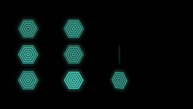 Hexagons pattern with pulsing neon green led light 9