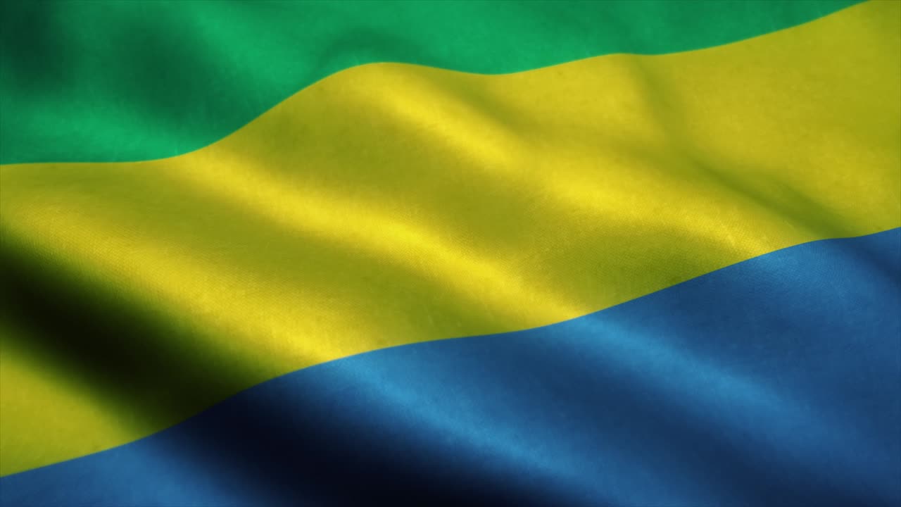 bandera de gabón ondeando en el viento. bandera nacional de gabón. signo de gabón animación de bucle sin costura. 4k