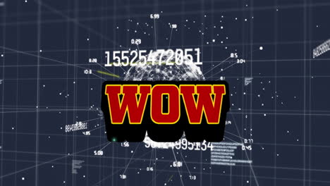 animation of wow text over grid and data processing